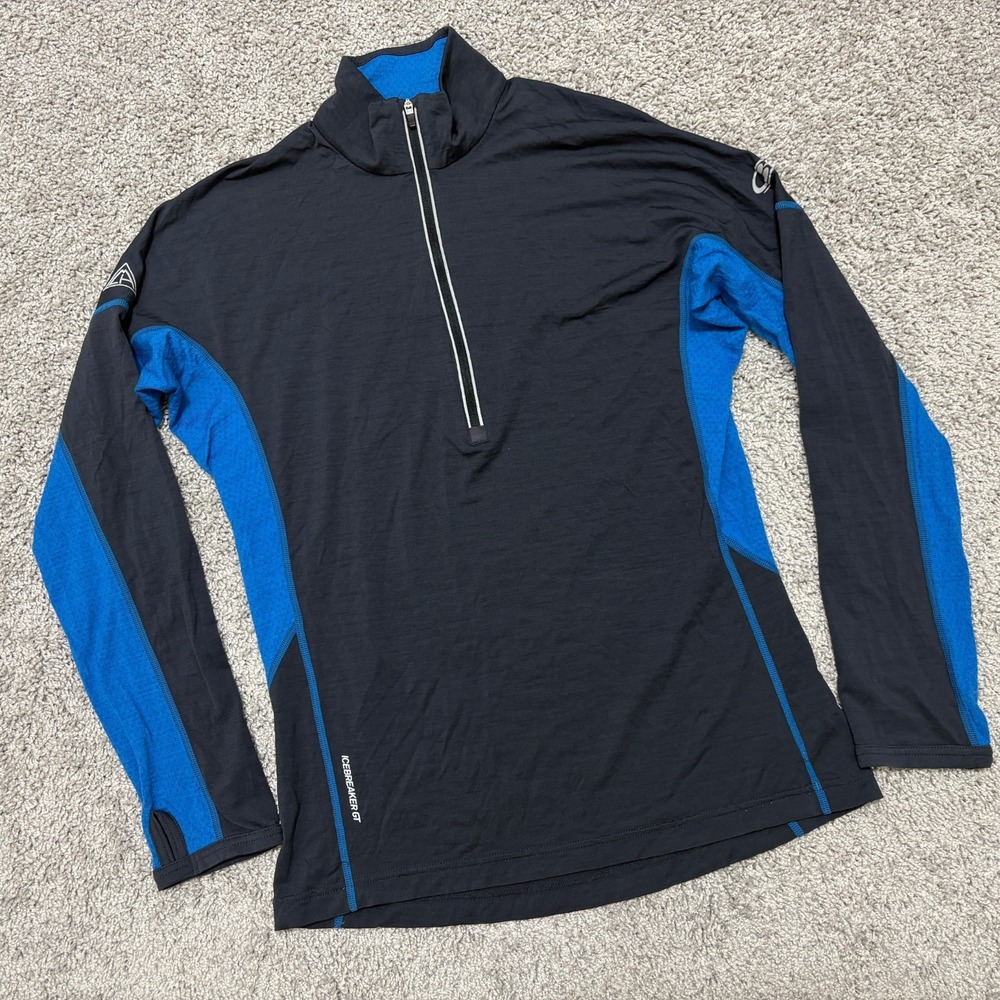 ICEBREAKER GT Shirt 200 Lightweight Merino Wool Hiking 1/4 Zip Pullover Men S